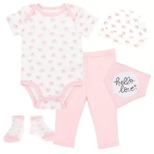 Newborn Baby Girl Boy Hello Love Clothing Layette Gift Set Essentials Bodysuit